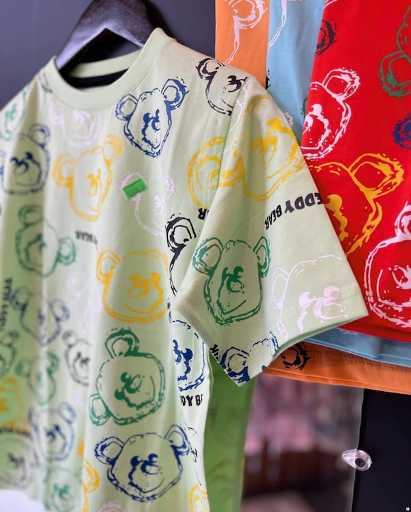 عکس-تیشرت خرسی بچگانه پنبه تک رنگ