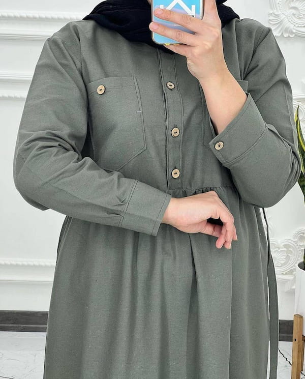 عکس-پیراهن زنانه پنبه تک رنگ