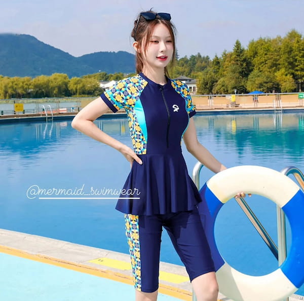 عکس-لباس شنا زنانه پلی استر تک رنگ