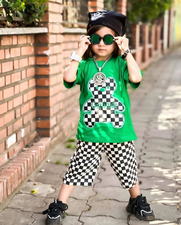 عکس-تیشرت شطرنجی بچگانه نخ پنبه