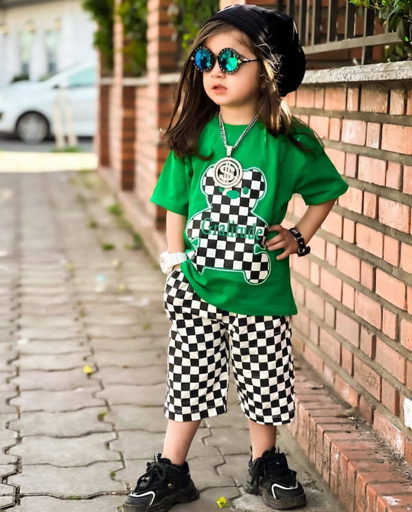 عکس-تیشرت شطرنجی بچگانه نخ پنبه