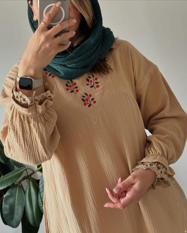 عکس-پیراهن گلدوزی زنانه گیپور