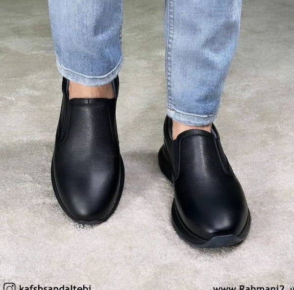 عکس-کفش روزمره طبی مردانه چرم طبیعی مشکی