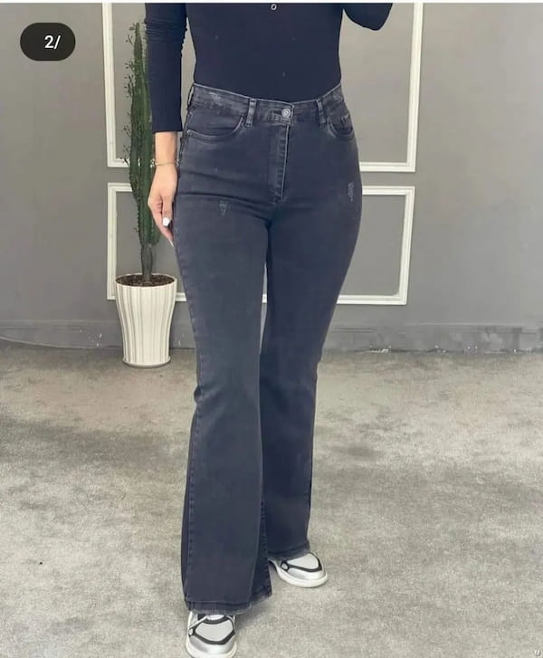 عکس-شلوار جین زنانه دمپا زغالی