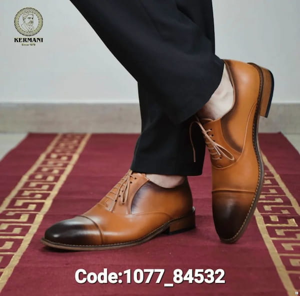 عکس-کفش روزمره مجلسی مردانه چرم طبیعی عسلی