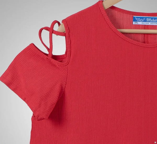 عکس-پیراهن یقه گرد زنانه فلامنت قرمز