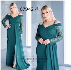 لباس مجلسی زنانه گیپور سبز