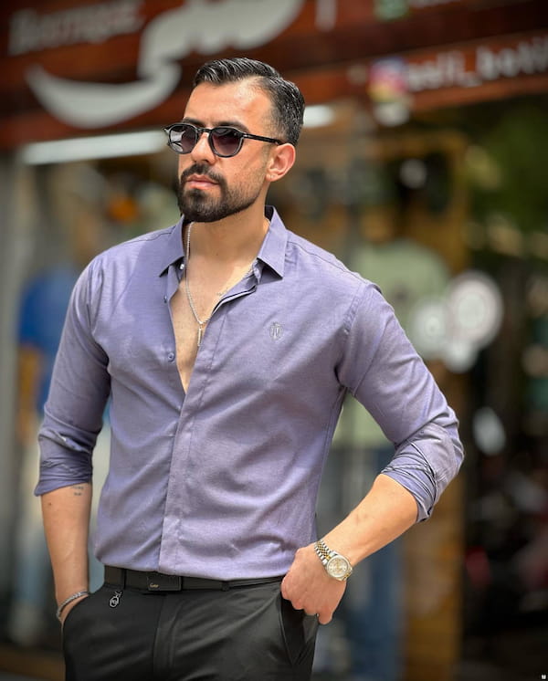 عکس-پیراهن اسلیم مردانه نخ