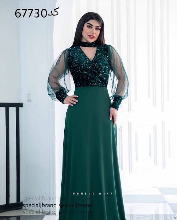 عکس-لباس مجلسی زنانه مخمل سبز