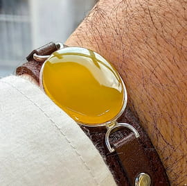 دستبند مردانه عقیق زرد
