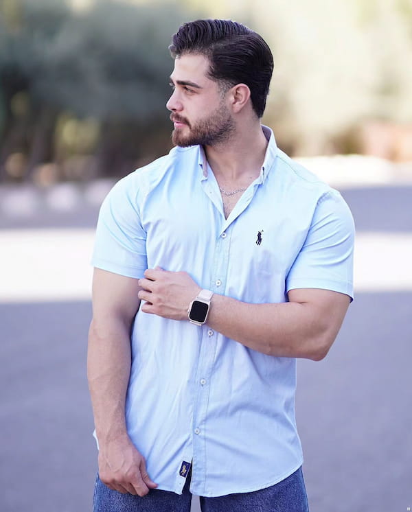 عکس-پیراهن آستین کوتاه مردانه پنبه