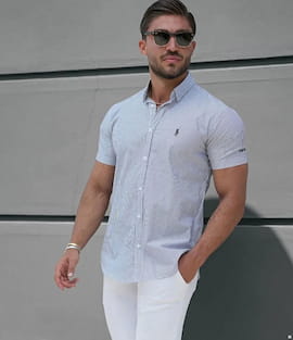 پیراهن آستین کوتاه مردانه نخ پنبه