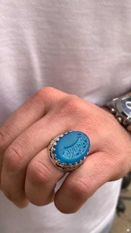 انگشتر مردانه نقره آبی