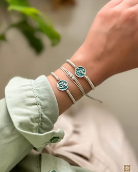 دستبند دخترانه نقره سبز آبی