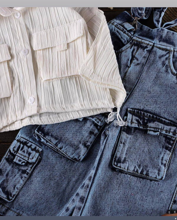 عکس-شلوار جین بچگانه کارگو سفید