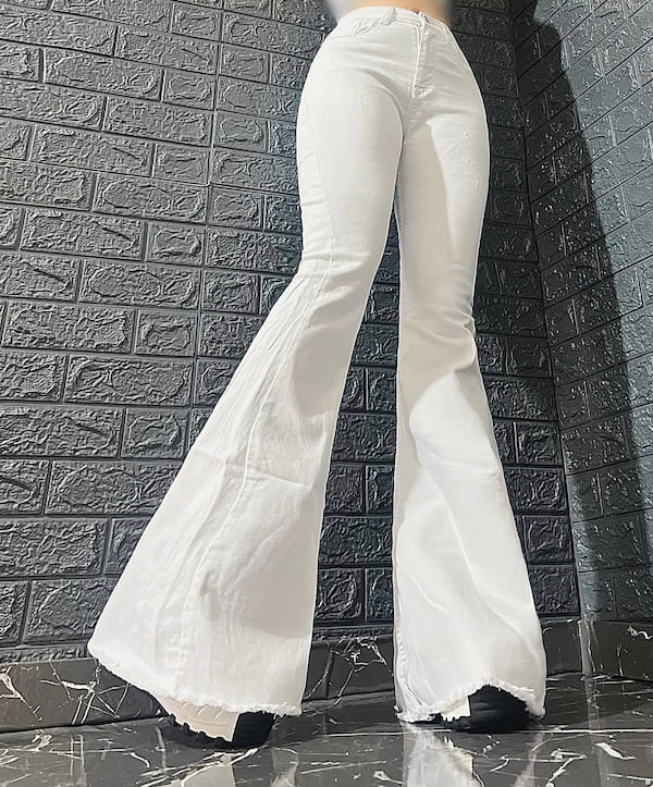 عکس-شلوار جین زنانه دمپا سفید