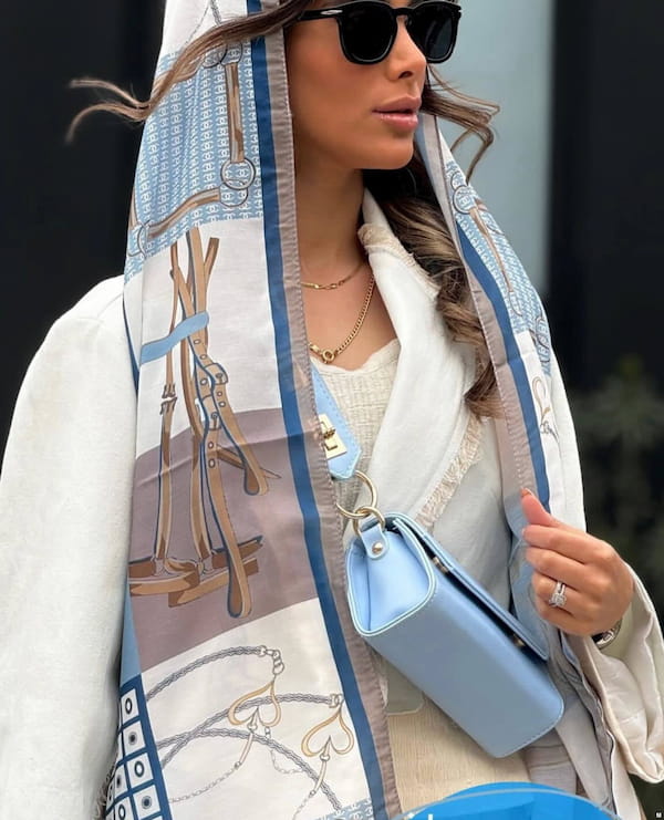 عکس-روسری زنانه پنبه آبی