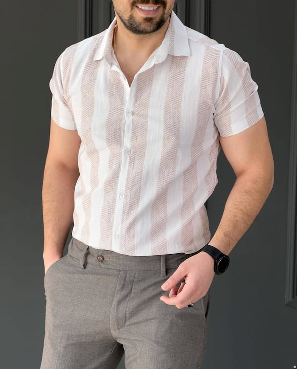 عکس-پیراهن کژوال مردانه لینن