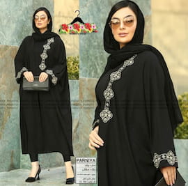 لباس مجلسی گلدوزی زنانه کرپ مشکی