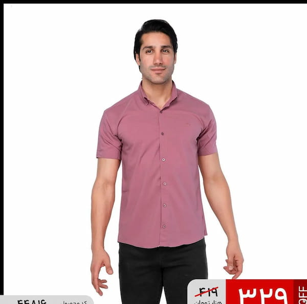 عکس-پیراهن آستین کوتاه مردانه نخی