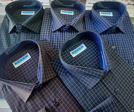پیراهن چهارخونه مردانه تترون تک رنگ