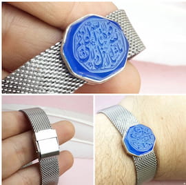 دستبند مردانه عقیق آبی
