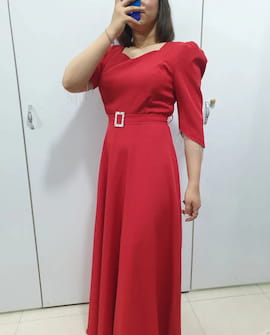 لباس مجلسی زنانه کرپ مازراتی قرمز