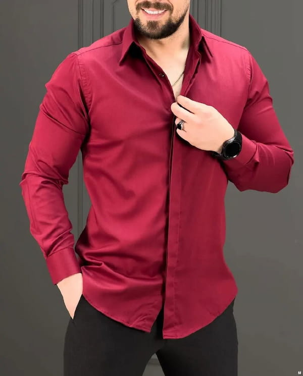عکس-پیراهن یقه دار مردانه پلی استر