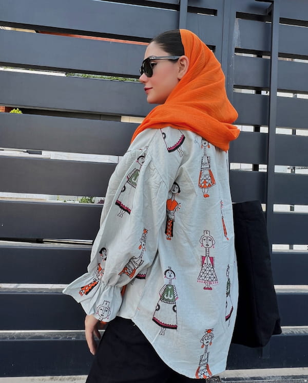 عکس-شومیز گلدوزی زنانه لینن نارنجی