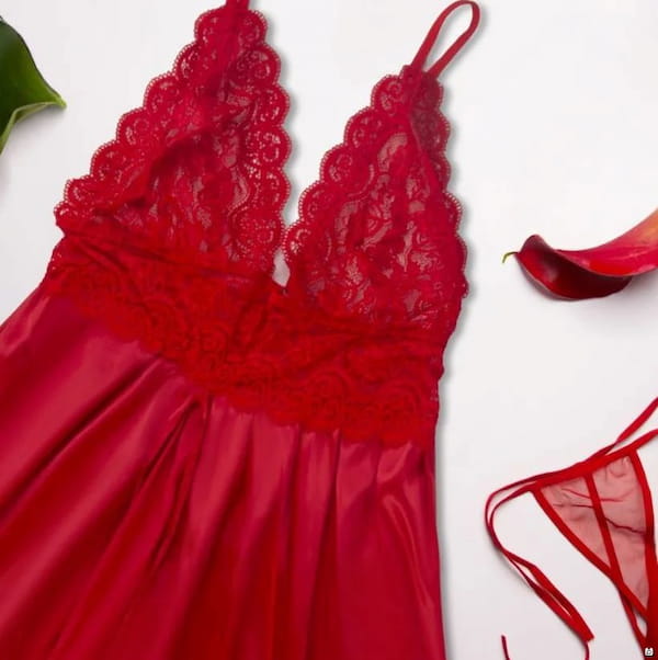 عکس-لباس خواب زنانه گیپور قرمز