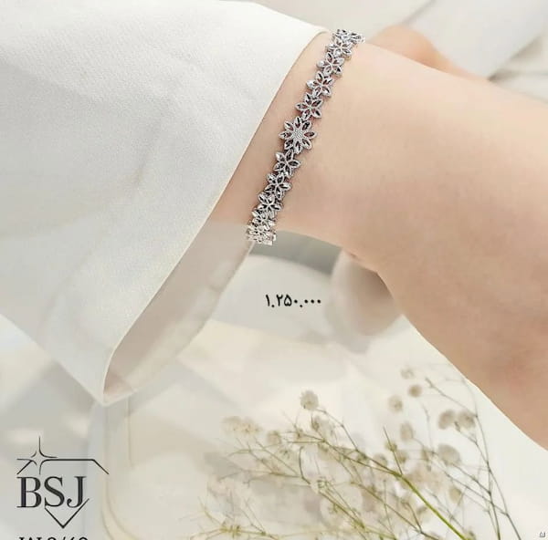 عکس-دستبند زنانه نقره سفید