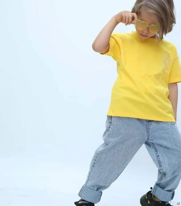 عکس-شلوار جین بچگانه تابستانه طوسی روشن