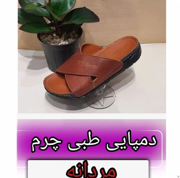 عکس-دمپایی طبی مردانه چرم طبیعی