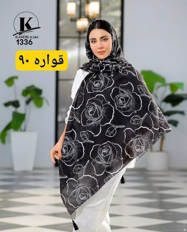 عکس-روسری تابستانه زنانه اسپان تک رنگ